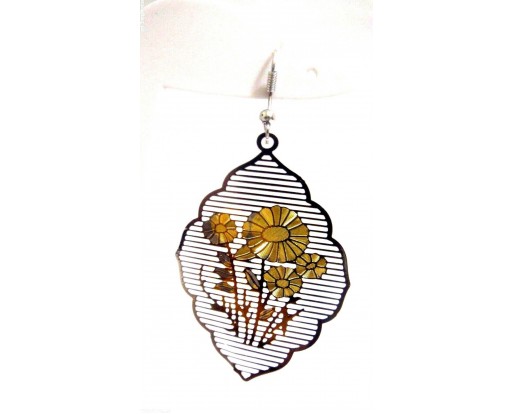 THE BOUQUET Earrings - Drop Long Dangling Hook - Classy Fashion - Dual Tone